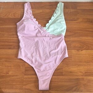 Pink and Mint One Piece Swimsuit